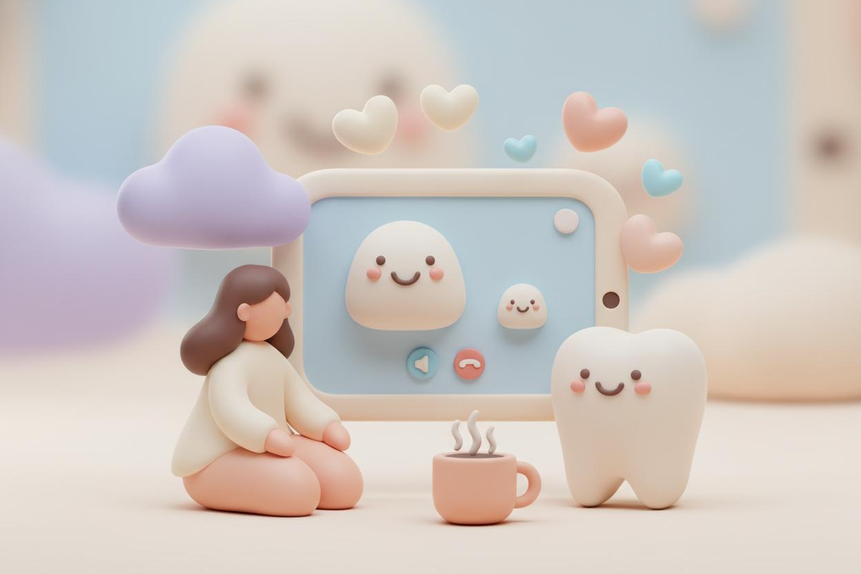 Ilustración de consulta virtual odontopediátrica